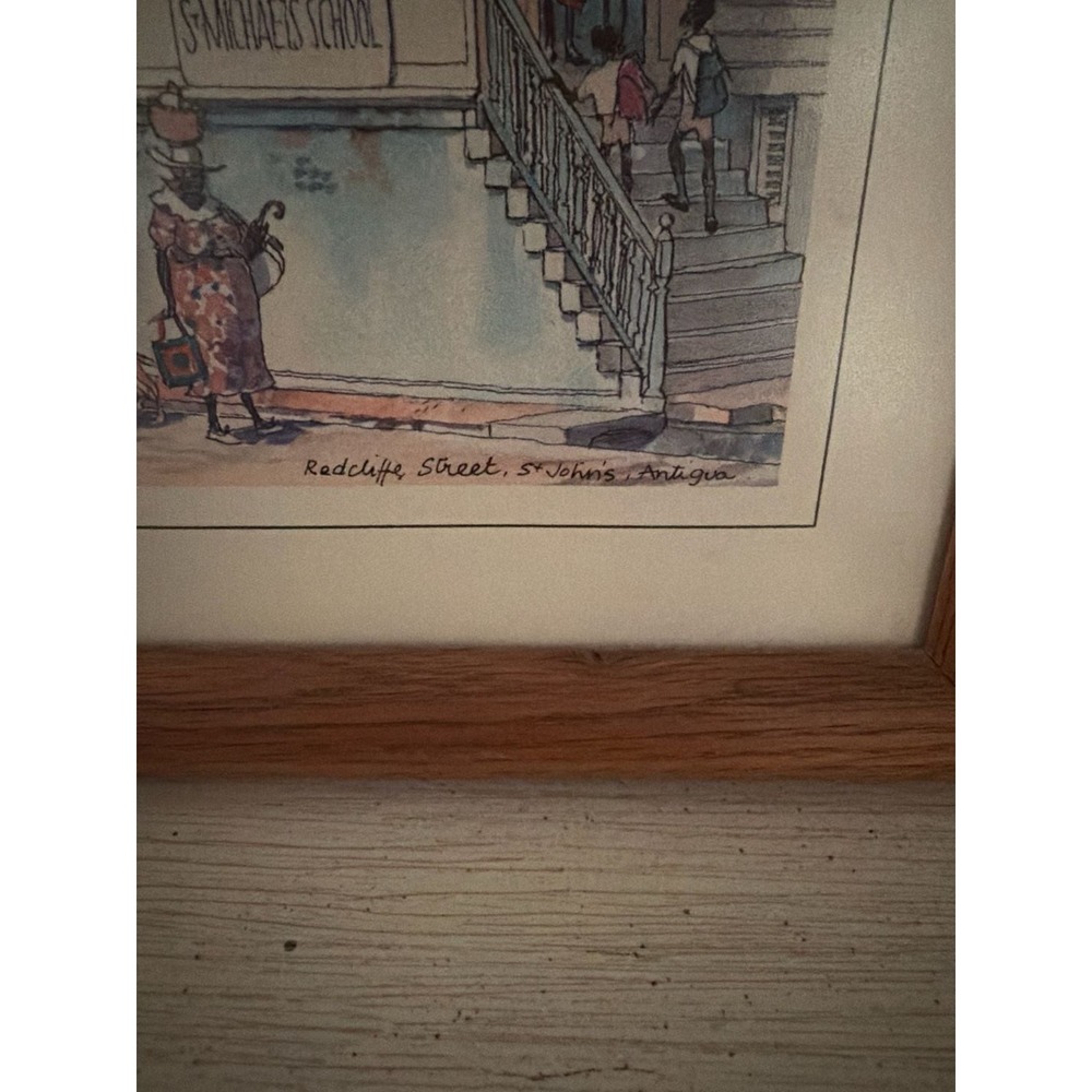 Jill Walker Antigua St Michaels School Redcliffe Street Framed Caribbean Art - Picture 7 of 7